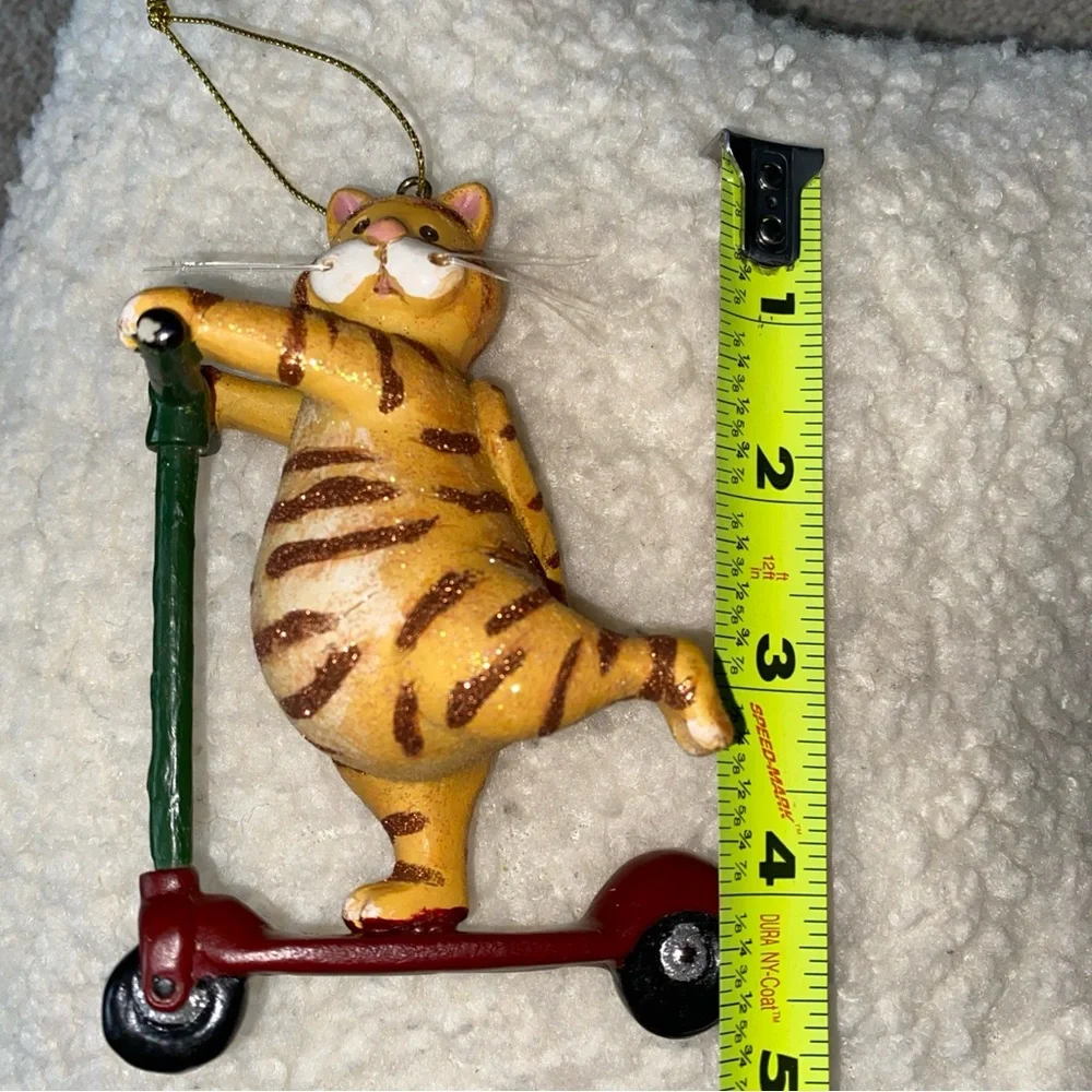 St. Nicholas Square Striped‎ Cat on Scooter Christmas Tree Ornament